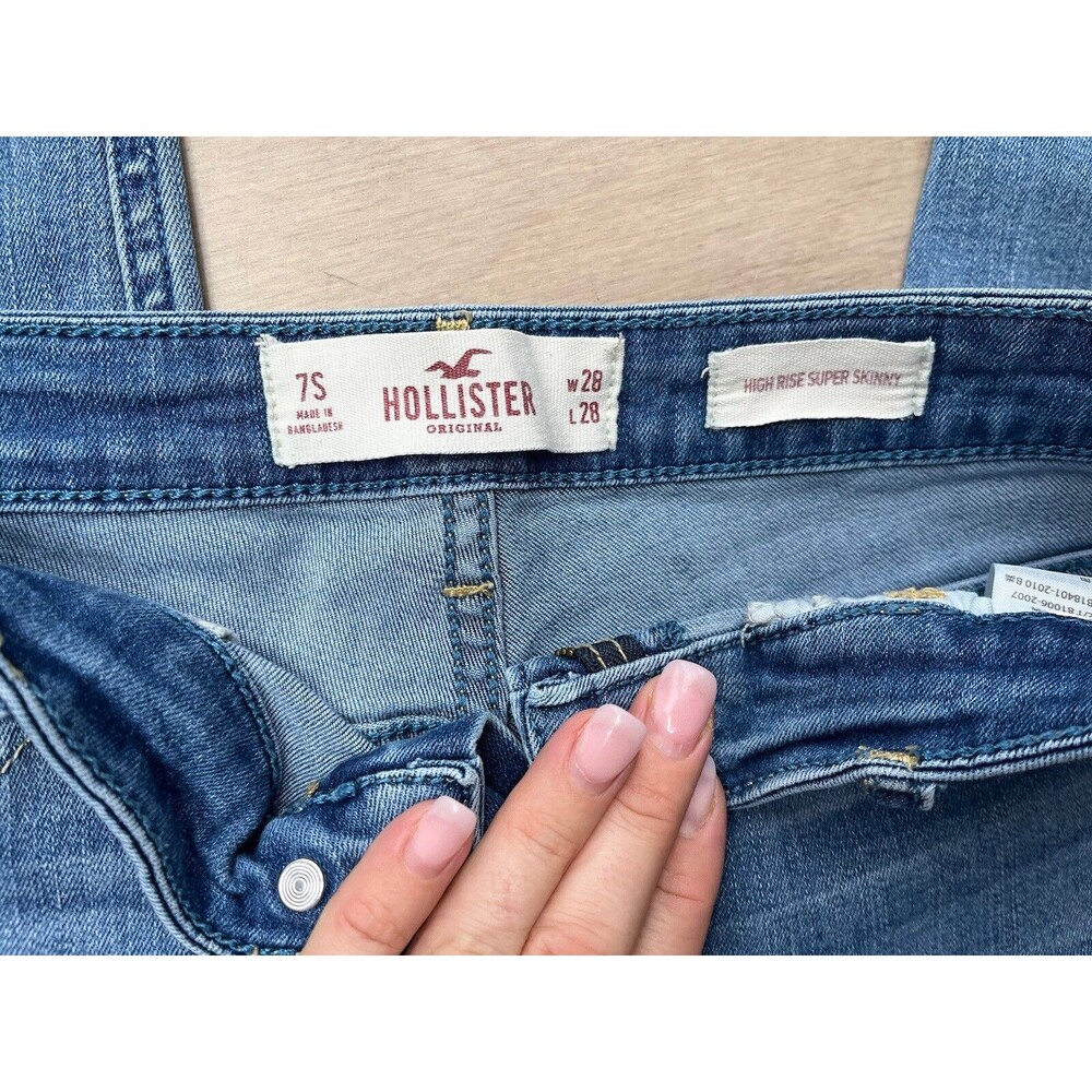 Hollister Juniors Jeans Denim Pants 7S W 28 L 28 High Rise Super Skinny Distress - Picture 6 of 6